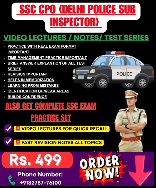 SSC Sub-Inspector Exam Study Material Video Lectures / PDF Notes / Test Series / Hand Written Notes For Fast Revision